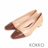 【KOKKO 集團】精緻小巧金屬飾扣拼接小香風綿羊皮包鞋(裸膚)