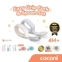 COCONI Eazy Grip Fork & Spoon Stainless Steel Set Sendok Garpu Anak Belajar MPASI TITANIUM PINK