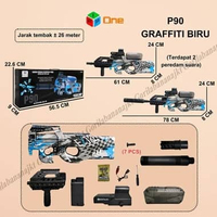 Mainan tembakan elektrik P90 Holo Graffity untuk anak laki-laki outdoor Biru