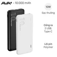 Pin sạc dự phòng Polymer 10000mAh Type C 10W AVA+ PB100S