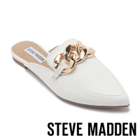 【STEVE MADDEN】FLEUR 真皮金屬粗練穆勒鞋(白色)