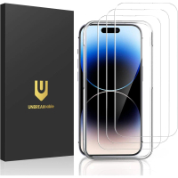 ตัวป้องกันหน้าจอ 3 แพ็คสำหรับ iPhone 14 Pro, กระจกนิรภัยกันกระสุนคู่, [กรอบติดตั้งง่าย], ความแข็ง 9H