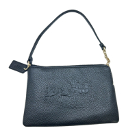【二手名牌BRAND OFF】COACH 寇馳 黑色 皮革 L型拉鍊手拿包 52500