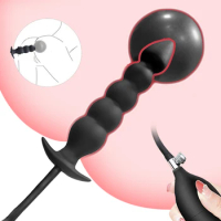 Inflatable Anal Plug Anal Expander Dildo Anal Plug With 5 Beads Built-in Silicone Column Huge Butt Plug Ass Dilator Anal Sex Toy