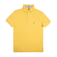 TOMMY 熱銷刺繡Logo短袖Polo衫-鵝黃色