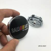 Penggayaan Kereta, Set 4pcs, 60mm, RALLIART Lambang, Penutup Hab Pusat Roda Kereta, Penutup Lencana 