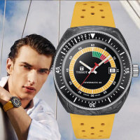 【TISSOT 天梭 官方授權】坤達配戴款 黃色爆擊 復古玩色 機械腕錶 禮物推薦 畢業禮物(T1454079705700)