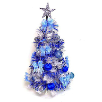 摩達客 可愛2呎/2尺(60cm)經典白色聖誕樹(藍銀色系)