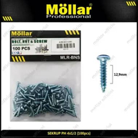MOLLAR 93-016 Skrup PH 4 x 1/2 Baut Sekrup Tapping Screw - 100 pcs