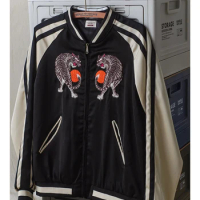 Men's Sukajan Bomber Jacket Tiger Embroidery Japanese Yokosuka Baseball Jacket