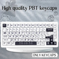 Black White Graffiti Rabbit keycaps Dye-Sub Cherry Profile PBT Keycap For Mx Switch Mechanical Keyboard custom Key Cap ISO Enter