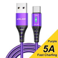 5A Type C Data Cable 1M/2M Type C Fast Charger Cable Durable USB C Fast Charger Cable for Samsung LG Huawei