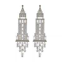 kate spade經典帝國大廈設計鑽鑲飾穿式耳環(銀)