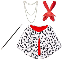 Hot Christmas Halloween Cos Costume Black and White Maleficent Cruella Cape Dalmatian Cloak Wig Cos