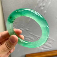 【現貨】天然翡翠高冰種飄綠花翡翠手鐲圓條玻璃種緬甸飄花玉手鐲女款送禮【北歐家居生活】