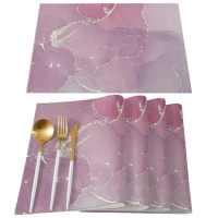 Marble Pink Placemat for Dining Table Tableware Mats 4/6pcs Kitchen Dish Mat Pad Counter Top Mat Home Decoration