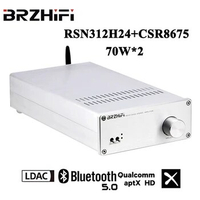 BREEZE New Pioneer RSN312H24 + CSR8675 Bluetooth-compatible 5.0 Mini HIFI ATP-X 70WX2 Power Amplifier Classic Silver Stereo Amp