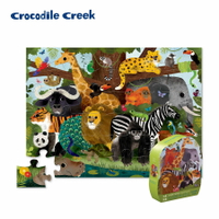 (3歲+) 美國【Crocodile Creek】大型地板拼圖系列-叢林動物 (36片)