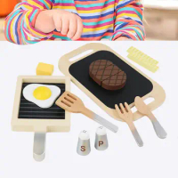 Wooden Play Kitchen Accessories Pretend Baking Cooking Simulation Utensils Cookware Toys Cooking Toys for Boy Girls Children