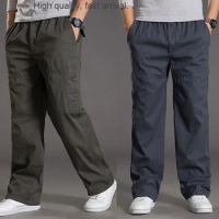 Casual Pants Loose Men plus-Sized Overalls Large Size Men's plus-Sized Long Cotton Pants Fat Pants cargo pants