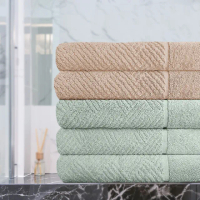 【OKPOLO】台灣製造厚磅希爾頓紋大浴巾-4條入(綠青瓷*2+厚奶茶*2)