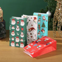 12 pec Christmas paper gift bags DIY baked candy biscuit packaging bags Vertical gift bags Wedding party birthday supplies