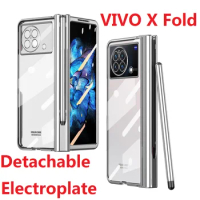 Plating Clear For Vivo X Fold Plus Case Hard Transparent Pen Slot Hinge Protection Film Cover