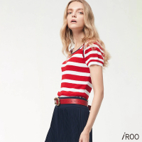 【iROO】紅白條紋針織上衣