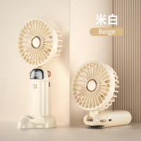 New Handheld Mini Fan Foldable Portable Neck Hanging Fans 5 Speed USB Rechargeable Fan with Phone Stand and Display Screen