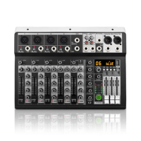 Audio Mixer 6-Channel with Bluetooth USB 16DSP Reverb for Microphone Amplifier Speaker Karaoke
