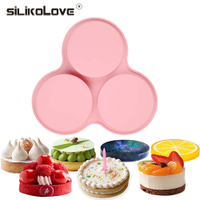 SILIKOLOVE 3-Cavity Round Disc Baking Mold Silicone Disc Mold for Cake,Pie,Candy,Epoxy Resin,Soap,Tart,Pastry Bakeware Mold