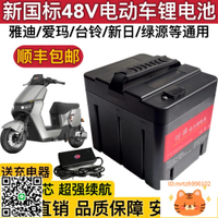 48V三元鋰電池20ah24a安國標雅迪愛瑪綠源臺鈴電動車磷酸鐵鋰電瓶-莉子百貨