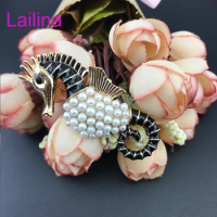 Elegant Pearl Seahorse brooch sea horse jewelry brooches for wedding bouquets