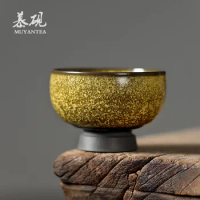 handmade Tianmu glazed tea cup ceramic kungfu tea set owner's personal cup built a kiln transformed tea cup single cup