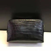 High end fine quality 100% real genuine crocodile belly skin long size men wallet clutch purse black color zippers cow lining
