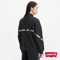 Levis 青春活力系列 女款 寬鬆大落肩運動外套 / Logo飾帶 魚子黑