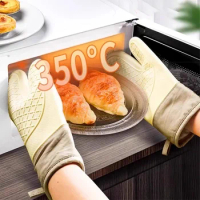 Silicone Cotton Scalding Gloves Thermal Pot Pad Set Twill Dot Microwave Warming Gloves Microwave Silicone Gloves