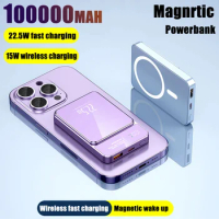22.5W Magnetic Wireless Power Bank 100000mah Magsafe Super Fast Charging Suitable For IPhone Xiaomi Samsung Huawei Power Bank