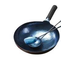 Handmade Wok and Frying Pan Chinese Traditional wok 1.8 mm Thicknes Non-stick Wok No Coating Multipurpose Kitchen Woks