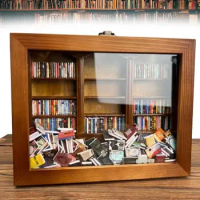 Anxiety Bookshelf Miniature Wooden Bookshelf Fidget Toys Desktop Ornament Bookshelf Sensory Toys Relieve Anxiety Gifts