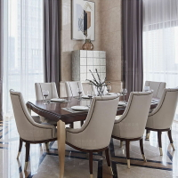 美式 實木 餐桌 椅組合 簡美後現代長方形 餐桌 歐式樣板房 奢華飯桌