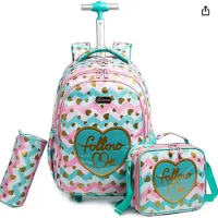 3pcs School Rolling Bags with wheels for girls School Trolley bags for boy wheeled Backpack School Rolling luggage Bag for kids