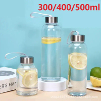 【Jkon】 300/400/500ml Transparent Water Bottle Stainless Steel Cover Plastic Water Cup Portable Drink