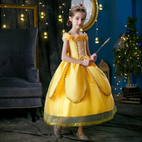 【橘魔法】黃色玫瑰公主洋裝 （不含魔法棒.皇冠） (長裙 洋裝 萬聖節 長洋裝 女童)