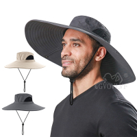 [2]Golf Mens Super Wide Brim Sun Hat UPF50 UV Protection Waterproof Large Brim Bucket Hat For Fishing Hiking Camping New[2]