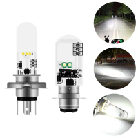 1pc H4 H6 LED Lampu Depan Sepeda Motor Lampu Putih Sepeda Motor Lampu Depan Skuter P15D 12V