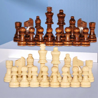 Wooden Chess Game Pawns Standard Tournamen Staunton 32PCS Figurine Pieces Chess Pieces Only for Chess Board Game