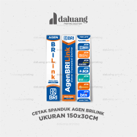 Spanduk Agen BRILink Custom Nama Toko Agen BRI | Banner Mini ATM Ukuran 150x30cm Bahan Flexi Printin