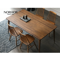 北歐錶情墨爾本餐桌簡約實木可伸縮折疊戶型長方鬍桃木色K