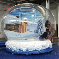 Hot Sale Snow Globe Photo Booth For People Go Inside Customized Backdrop Inflatable Snow Globe Bubble Dome Christmas Yard Globe